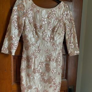 Champagne pink flower sequin dress size 2